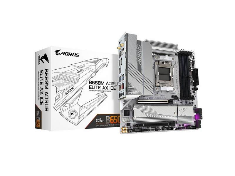 GIGABYTE B650M AORUS ELITE AX ICE Mainboard - AMD B650 - AMD AM5 - DDR5 RAM -