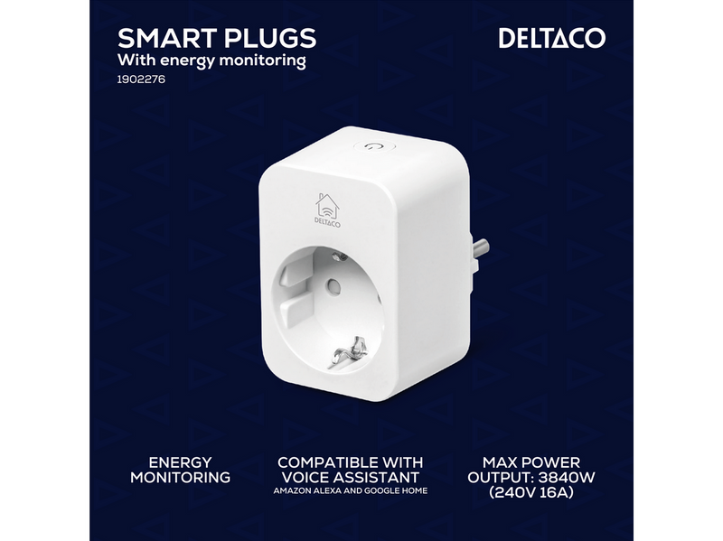 Deltaco SMART HOME smart plug with energy monitoring 16A 2-pack