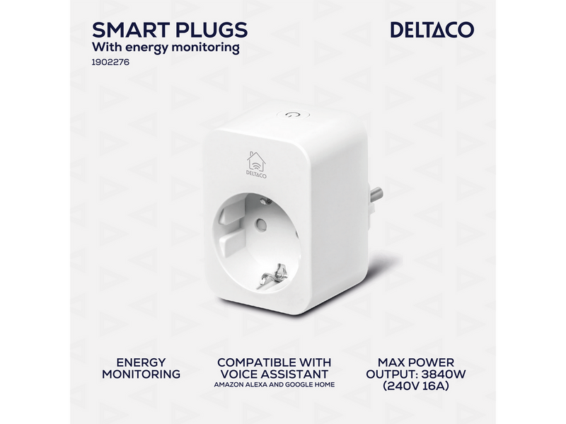 Deltaco SMART HOME smart plug with energy monitoring 16A 2-pack
