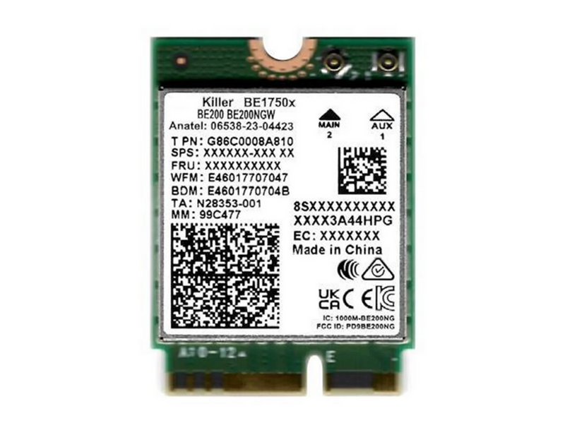 Intel Killer BE1750 Wi-Fi 7 2x2 + BT 5.4 / Without vPro
