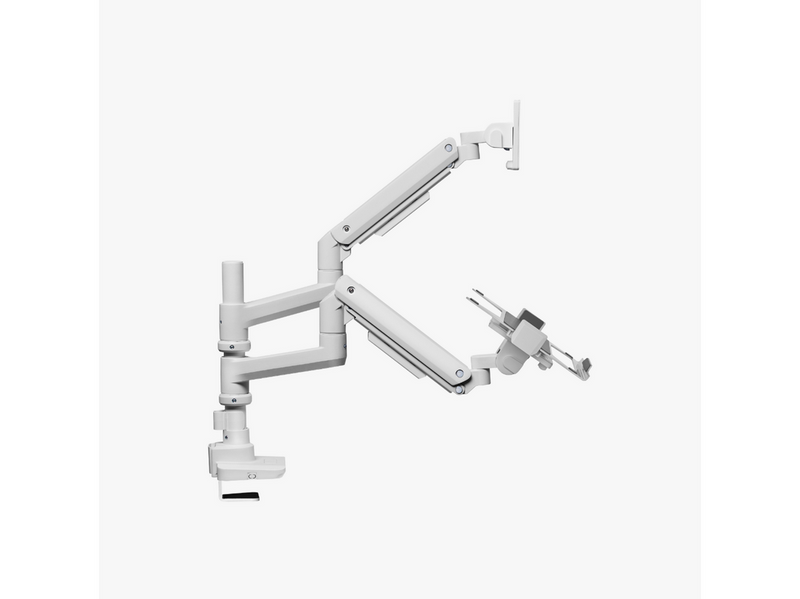 Alterzone Arm Luxe Schwere Einzel-Monitorarm mit Laptop-Ablage, Weiß