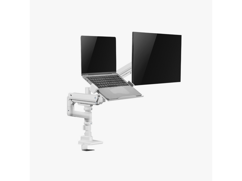 Alterzone Arm Luxe Schwere Einzel-Monitorarm mit Laptop-Ablage, Weiß