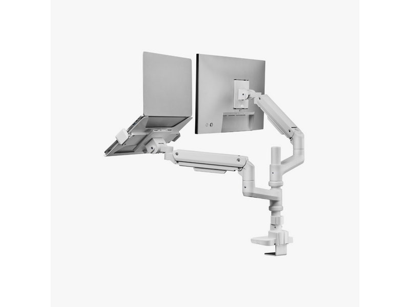 Alterzone Arm Luxe Schwere Einzel-Monitorarm mit Laptop-Ablage, Weiß