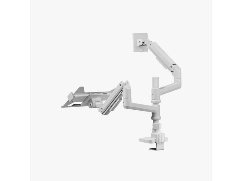 Alterzone Arm Luxe Schwere Einzel-Monitorarm mit Laptop-Ablage, Weiß