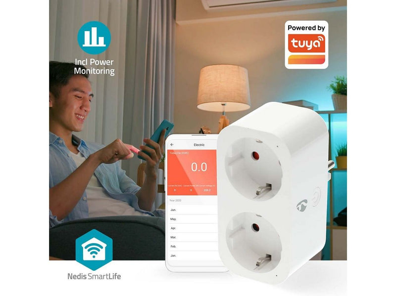 Nedis SmartLife Smart Plug WiFi Power meter 3680W Type F (CEE 7/7) White