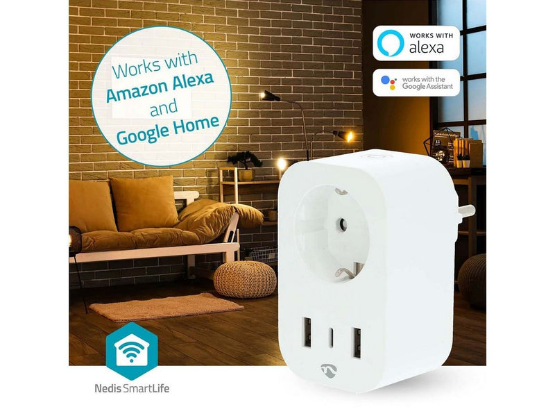 Nedis SmartLife Smart Plug Wi-Fi Strommesser 3680 W Typ F (CEE 7/7) / 1x USB-C