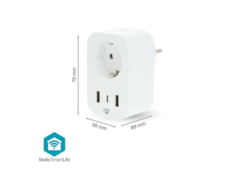 Nedis SmartLife Smart Plug Wi-Fi Strommesser 3680 W Typ F (CEE 7/7) / 1x USB-C