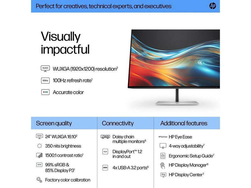 24" HP Series 7 Pro 724pn - 1920x1200 - 100Hz - IPS