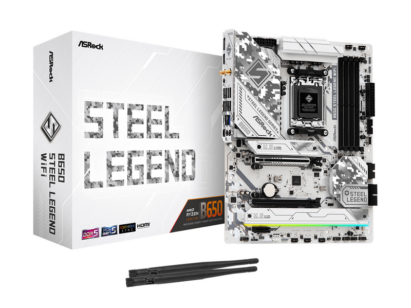 ASRock B650 STEEL LEGEND WIFI Mainboard - AMD B650 - AMD AM5 - DDR5 RAM - ATX