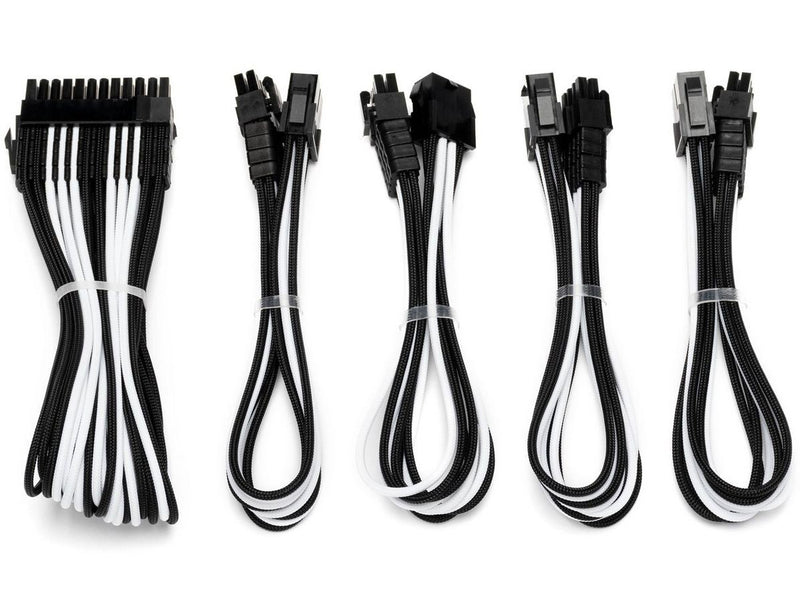 DUTZO Sleeved Power Extention Cable Kit (v2) - Schwarz / Weiß