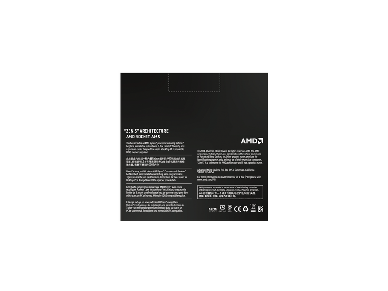 AMD Ryzen 5 9600X CPU - 6 Kerne - 3.9 GHz - AMD AM5 - AMD Boxed (ohne Kühler)