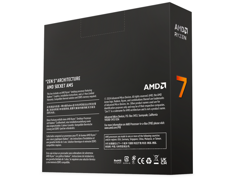 AMD Ryzen 7 9700X CPU - 8 Kerne - 3.8 GHz - AMD AM5 - AMD Boxed (ohne Kühler)