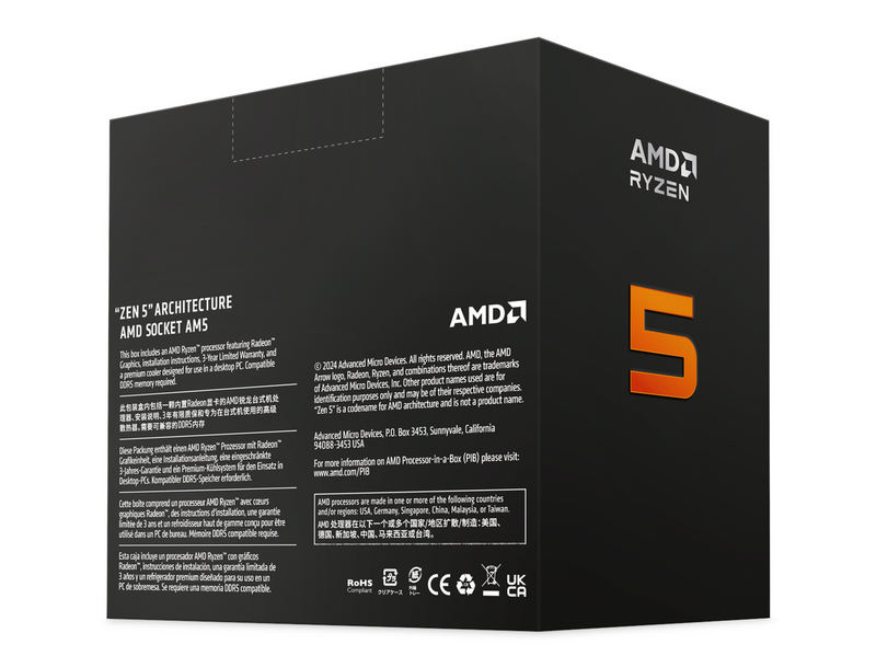 AMD Ryzen 5 9600X CPU - 6 Kerne - 3.9 GHz - AMD AM5 - AMD Boxed (ohne Kühler)