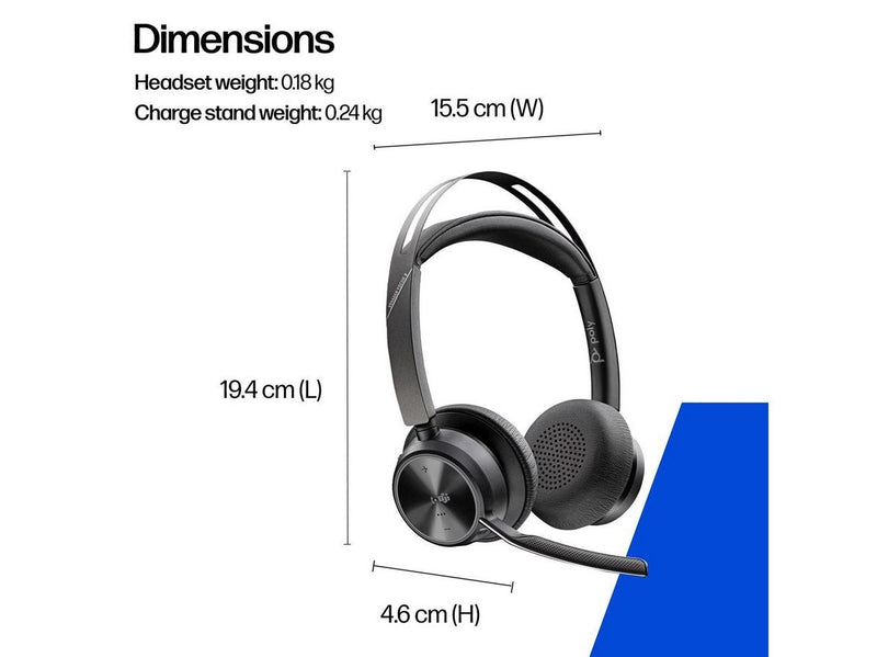 HP Poly Voyager Focus 2 Microsoft Teams Certified USB-C-C Headset +USB-C/A