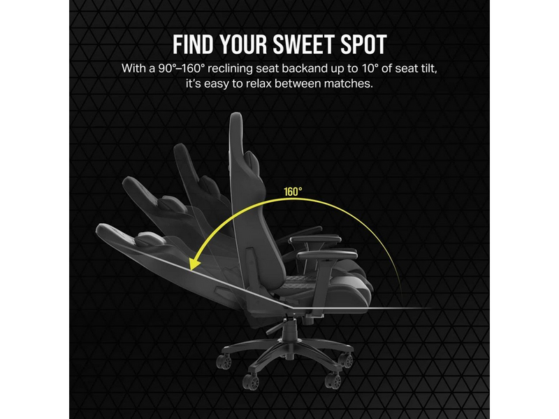 Corsair TC100 Relaxed Gaming Stuhl - Schwarz - Plüsch-Kunstleder - Bis zu 120 kg