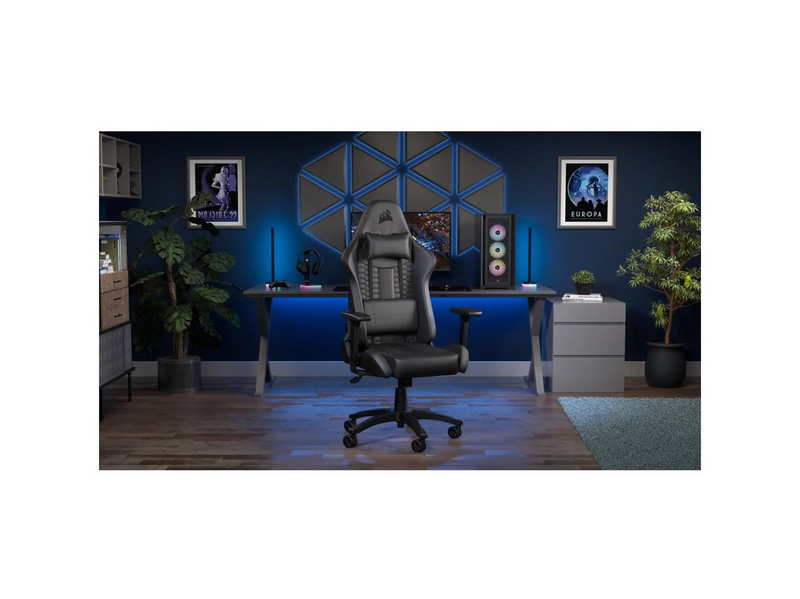 Corsair TC100 Relaxed Gaming Stuhl - Schwarz - Plüsch-Kunstleder - Bis zu 120 kg