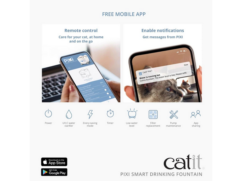 Catit PIXI Smart Fountain 2L Stainless Steel Top WIFI