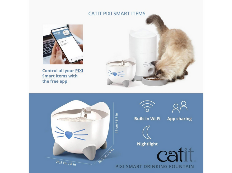Catit PIXI Smart Fountain 2L Stainless Steel Top WIFI