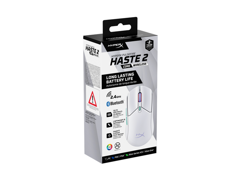 HyperX Pulsefire Haste 2 Core Wireless - Gaming Maus (Weiß)