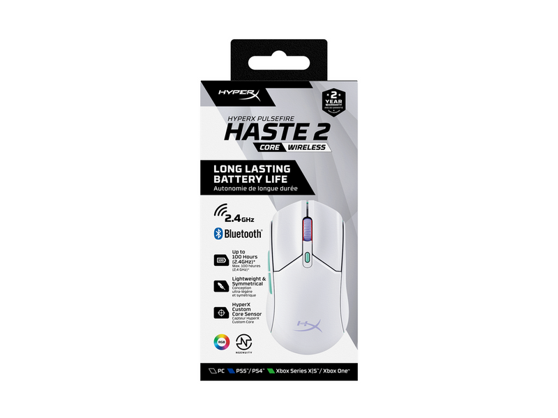 HyperX Pulsefire Haste 2 Core Wireless - Gaming Maus (Weiß)