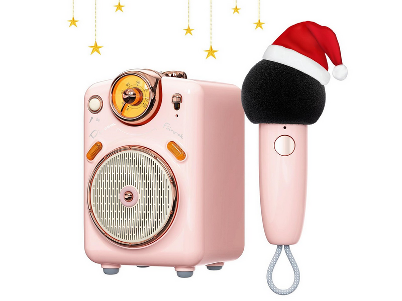 Divoom Fairy-OK Retro Mini Karaoke Speaker - Pink