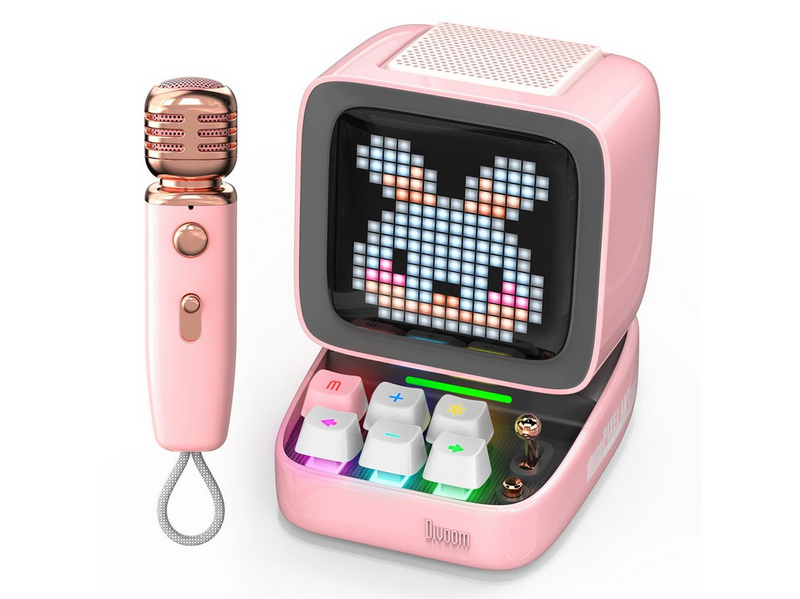 Divoom Ditoo-Mic Mini Karaoke Machine Pixel Art Bluetooth Speaker - Pink