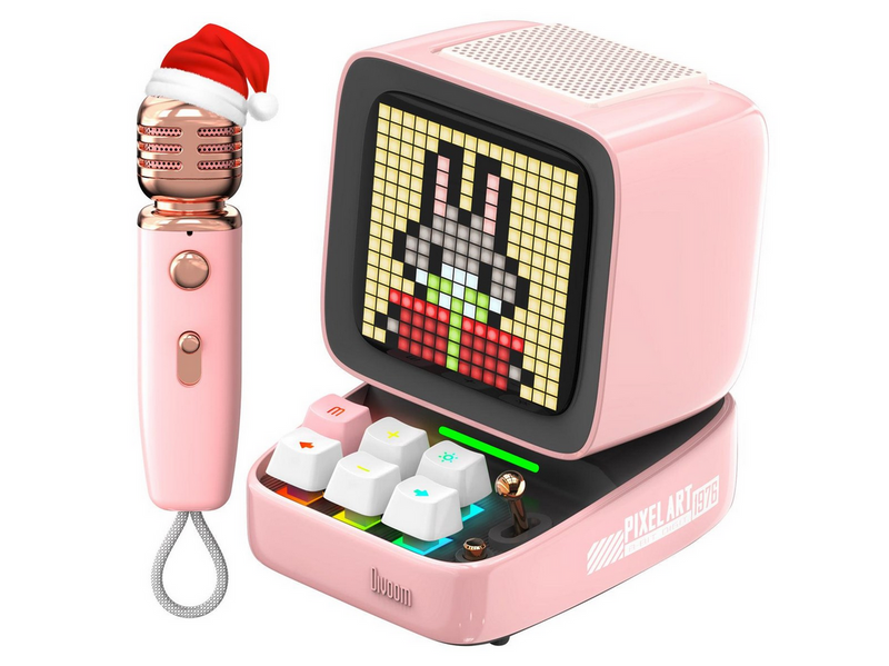 Divoom Ditoo-Mic Mini Karaoke Machine Pixel Art Bluetooth Speaker - Pink