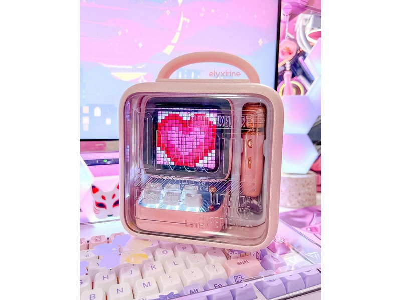 Divoom Ditoo-Mic Mini Karaoke Machine Pixel Art Bluetooth Speaker - Pink