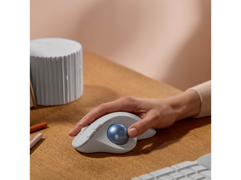 Logitech Ergo M575S - Off-White - Ergonomische Maus (Weiß)