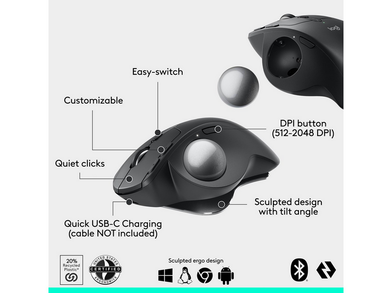 Logitech MX Ergo S - Ergonomische Maus (Schwarz)