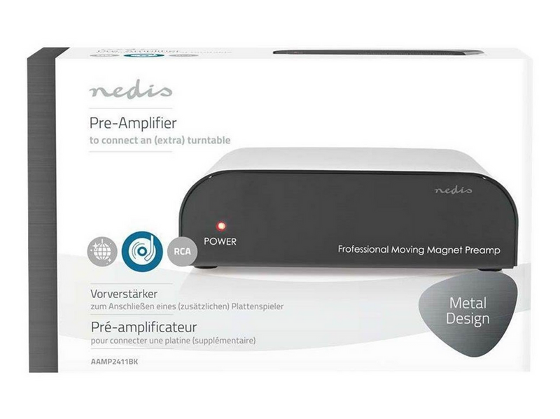 Nedis AAMP2411BK - RIAA Preamplifier (MM) - Phono-Vorvestärker - Schwarz