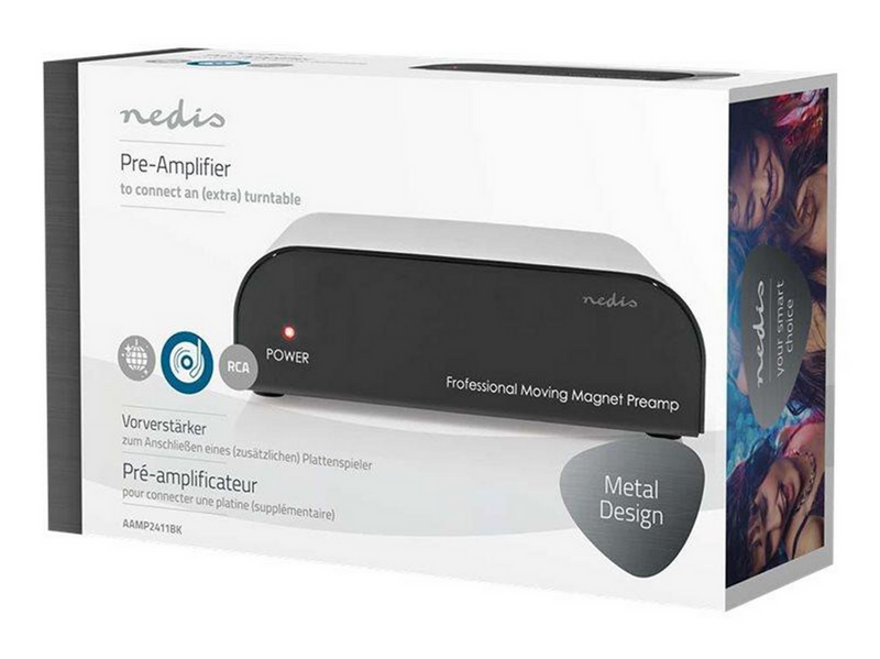 Nedis AAMP2411BK - RIAA Preamplifier (MM) - Phono-Vorvestärker - Schwarz