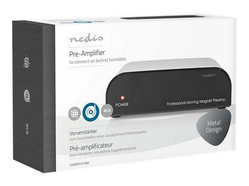 Nedis AAMP2411BK - RIAA Preamplifier (MM) - Phono-Vorvestärker - Schwarz