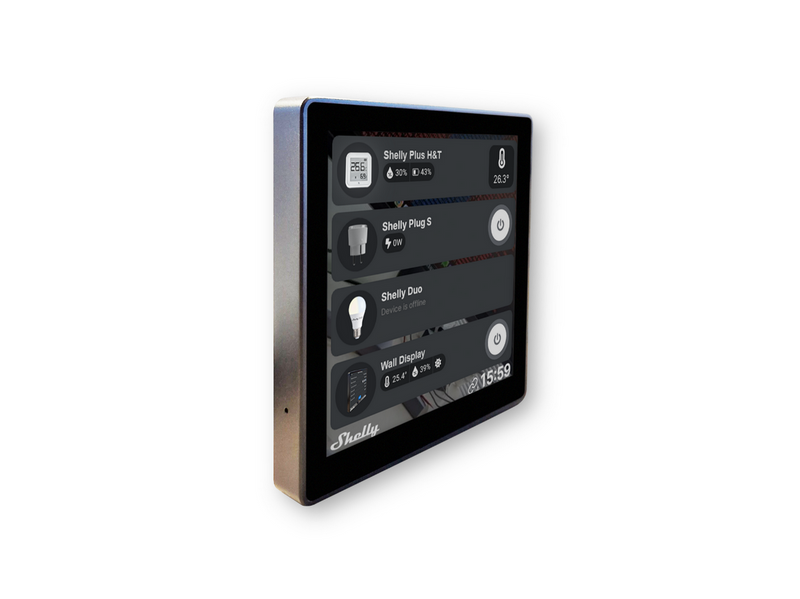 Shelly Wall Display Black + BLU H&T Black - WiFi touch screen