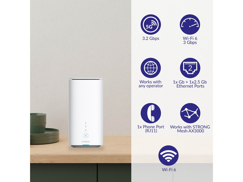 Strong 5G Router AX3000 (WiFi 6) - 3.2 Gbit/s - 5G Wi-Fi 6