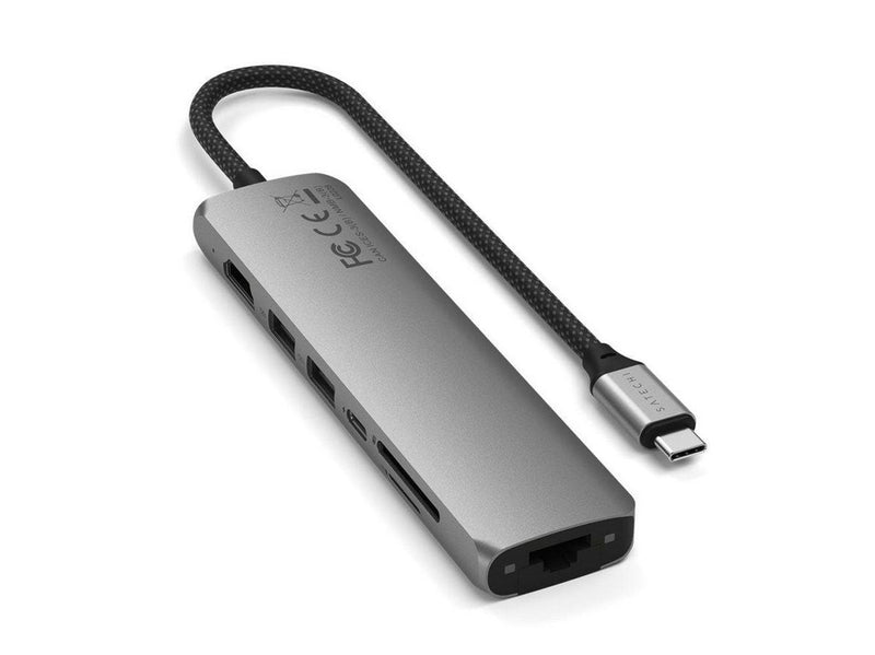 Satechi 7-in-1 USB-C Slim Multiport Adapter with Ethernet - Space Grey