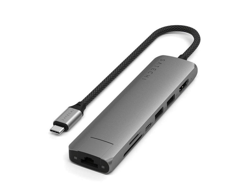 Satechi 7-in-1 USB-C Slim Multiport Adapter with Ethernet - Space Grey