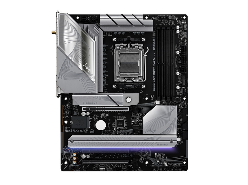 ASRock B850 LiveMixer WiFi Mainboard - AMD B850 - AMD AM5 - DDR5 RAM - ATX