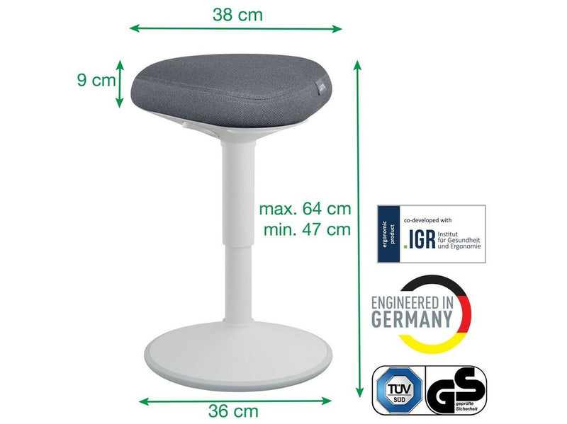 Leitz Ergo Active Sitzhocker mit Komfortsitz, Grau
