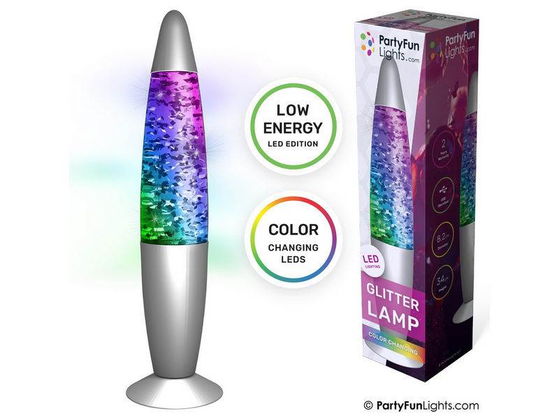 Party Funlight Glitter lampe - Multifarvet H: 34cm