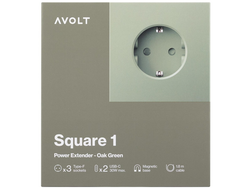AVOLT Square 1 with 30W Dual USBC & Magnetic base 1.8m Oak Green