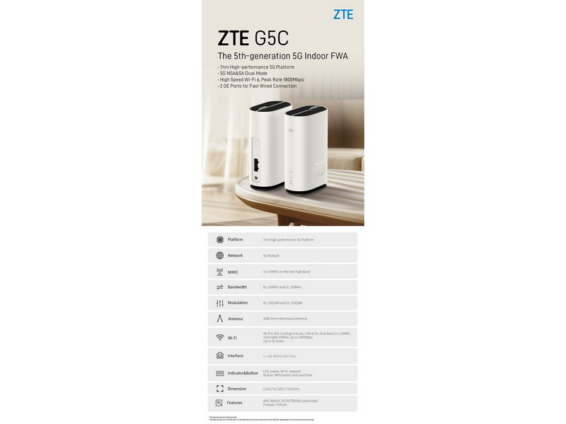 ZTE G5C Wireless 5G Router - 5G
