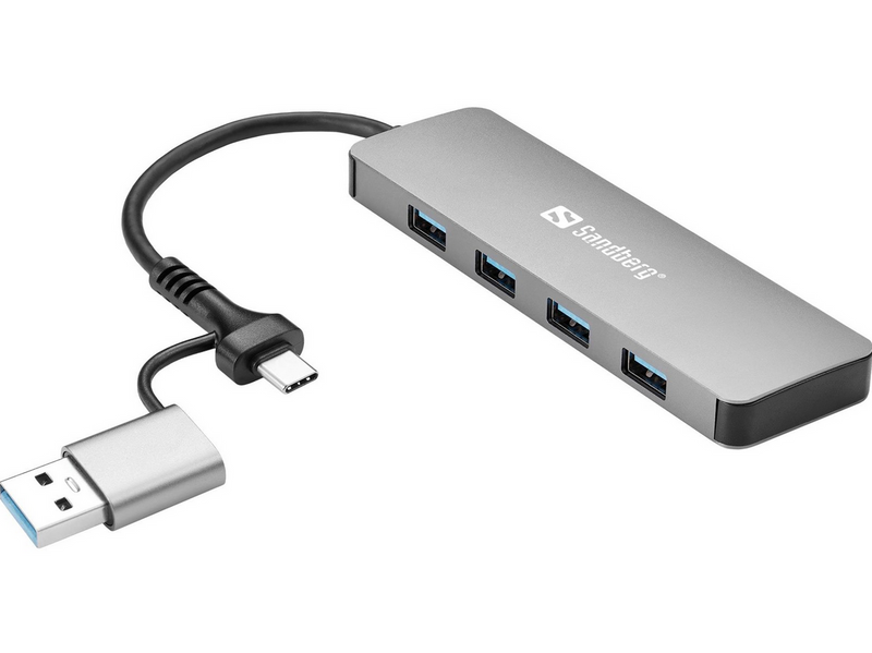 Sandberg 4-Port USB Hub USB-Hubs - USB 3.0 - 4 - silber