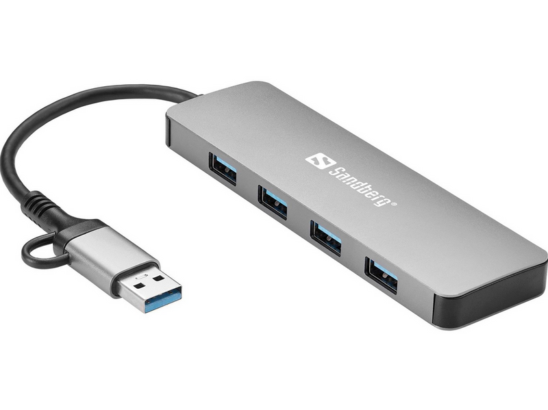 Sandberg 4-Port USB Hub USB-Hubs - USB 3.0 - 4 - silber