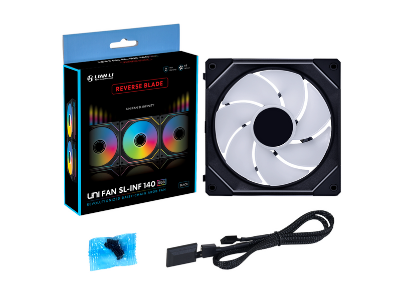 Lian Li UNI FAN SL INF PWM Black Reverse - Gehäuselüfter - 140mm - Schwarz - 28