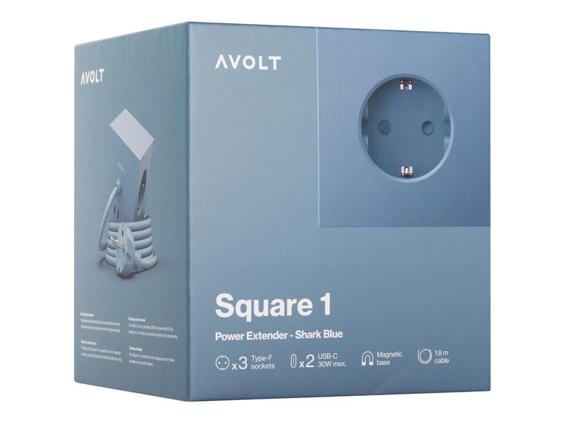 AVOLT Square 1 with 30W Dual USBC & Magnetic base 1.8m Shark Blue