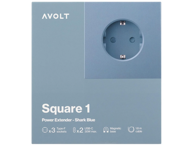AVOLT Square 1 with 30W Dual USBC & Magnetic base 1.8m Shark Blue