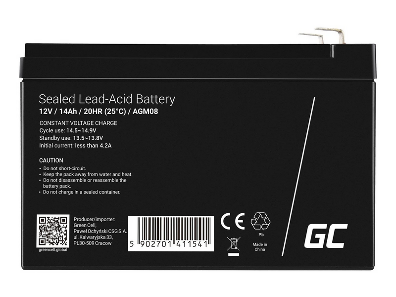 Green Cell AGM08 AGM 12V/14Ah Gel Deep Cycle