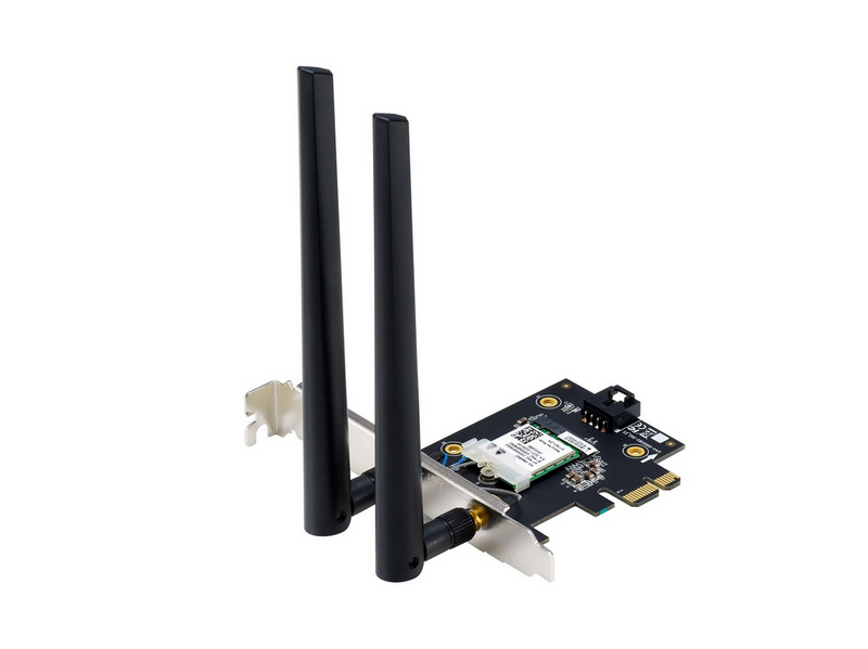 ASUS PCE-BE6500 WiFi 7 PCI-E Adapter with 2 external antennas. Supporting 6GHz
