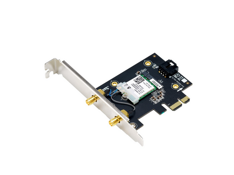 ASUS PCE-BE6500 WiFi 7 PCI-E Adapter with 2 external antennas. Supporting 6GHz